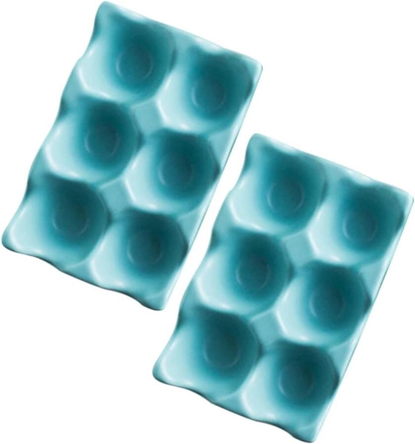 Eierhouder Set Opslag Bak Keuken Organiseren Stapelbaar Ontwerp 6 Eieren Blauw