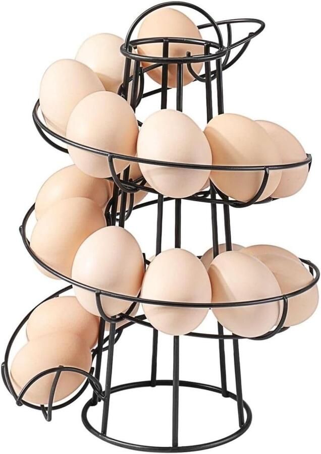 Eierhouder Spiraal Eierdispenser Keuken Eieren Bewaren First In First Out Voor 20 Eieren Zwart