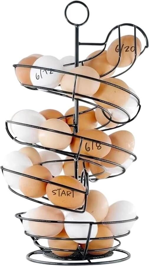 Eierhouder Keuken organizer Verse eieren bewaren Spiraalvormig ontwerp 37 x 21 x 37 cm Zwart