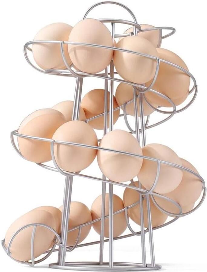 Eierhouder Stand Eierdispenser Mandje Eieren Organiseren Spiraal Ontwerp 1 stuk Zilver