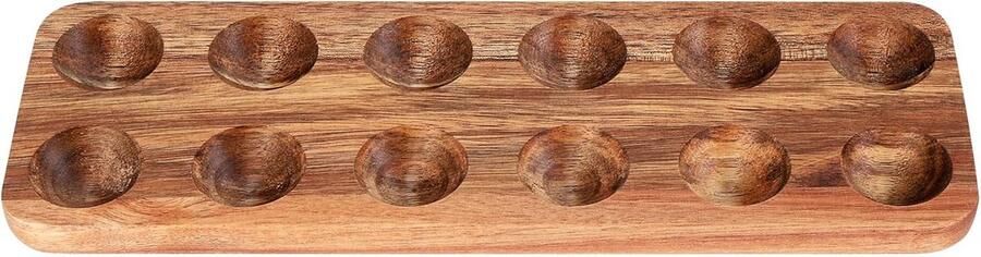 Eierhouder van Acaciahout voor 12 Eieren Dubbele Rij