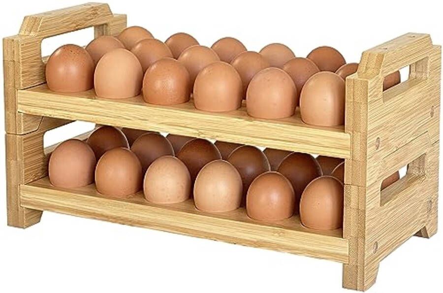 Eierhouder van Bamboe Stapelbaar Design voor 36 Eieren Eierschalenopslag en Display Rack Houten Eierstandaard voor Keukentafel