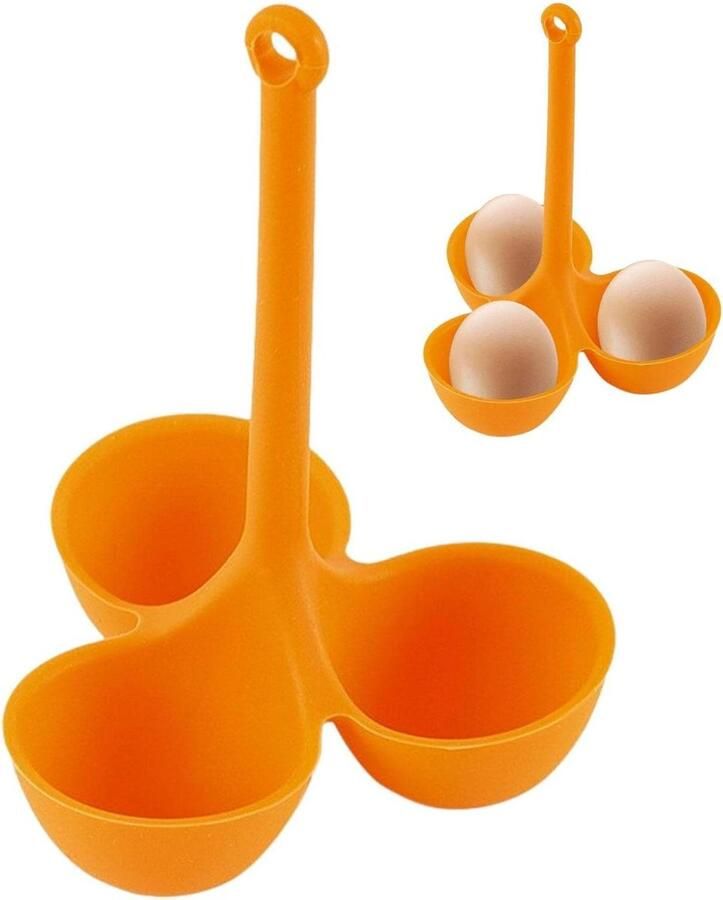 Eierhouder voor Stomen Stoomhouder Silicone Ontbijt Bereiden Verbrandingsvrij Ontwerp 10 x 13 cm Oranje