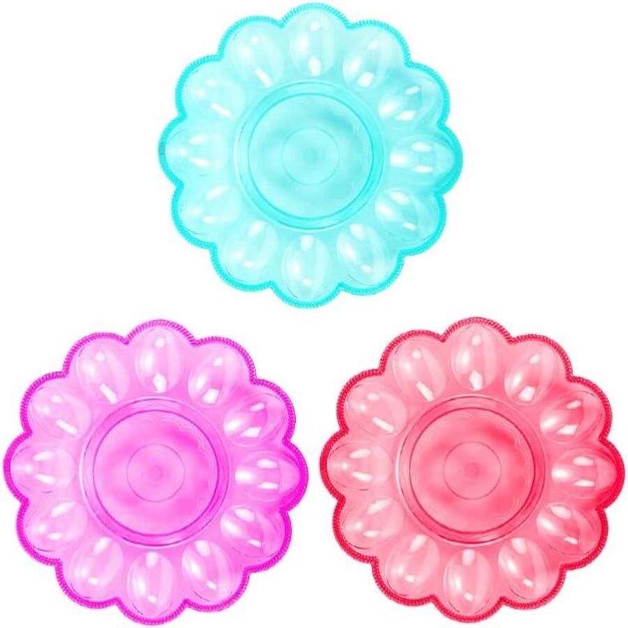 Eierhouders 3 stuks Eierplateau Serveerschaal Paasfeest Opslag Duurzaam Kunststof Ontwerp 24x24CM Willekeurige Kleur