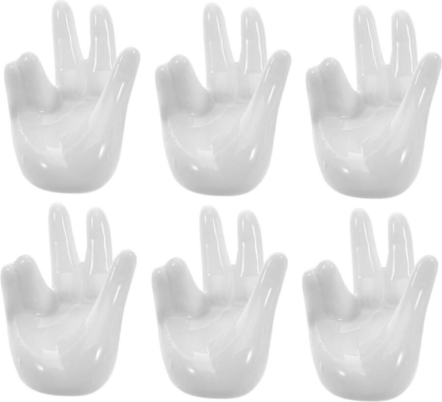 Eierhouders Eierdopjes Ontbijt Decoratie Handvorm Design 6 Stuks Wit