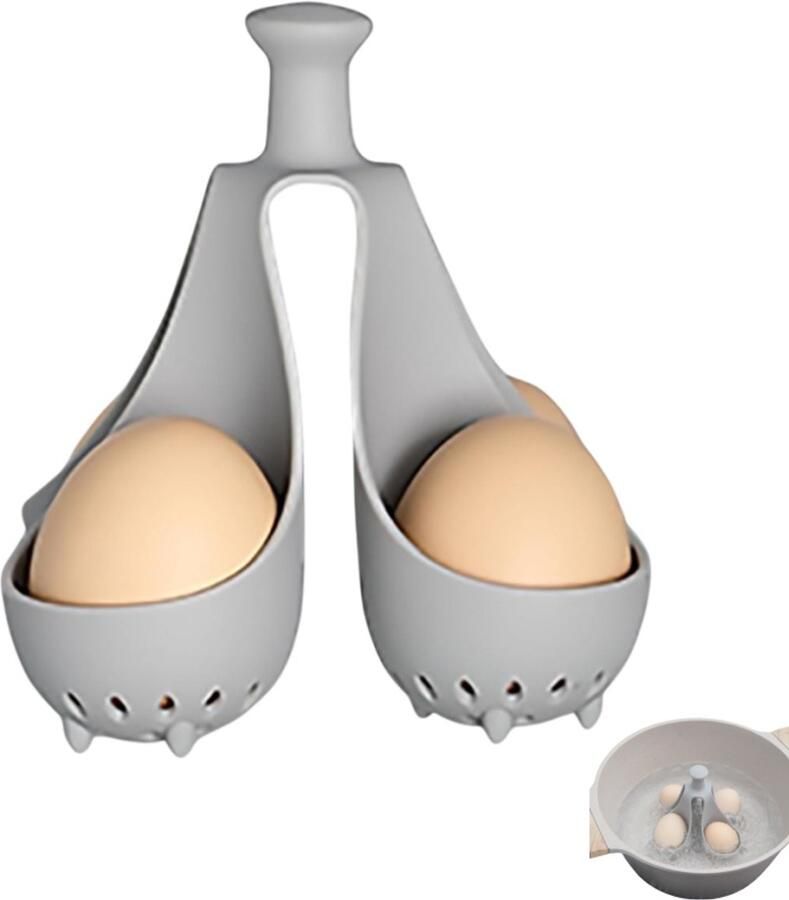 Eierhouders eierkoker stoomeierhouders siliconen 4 eierhouders keukenhulpmiddel geschikt voor het koken van eieren bewaren van eieren grijs 13*12 5 cm per stuk 5*2 5 cm