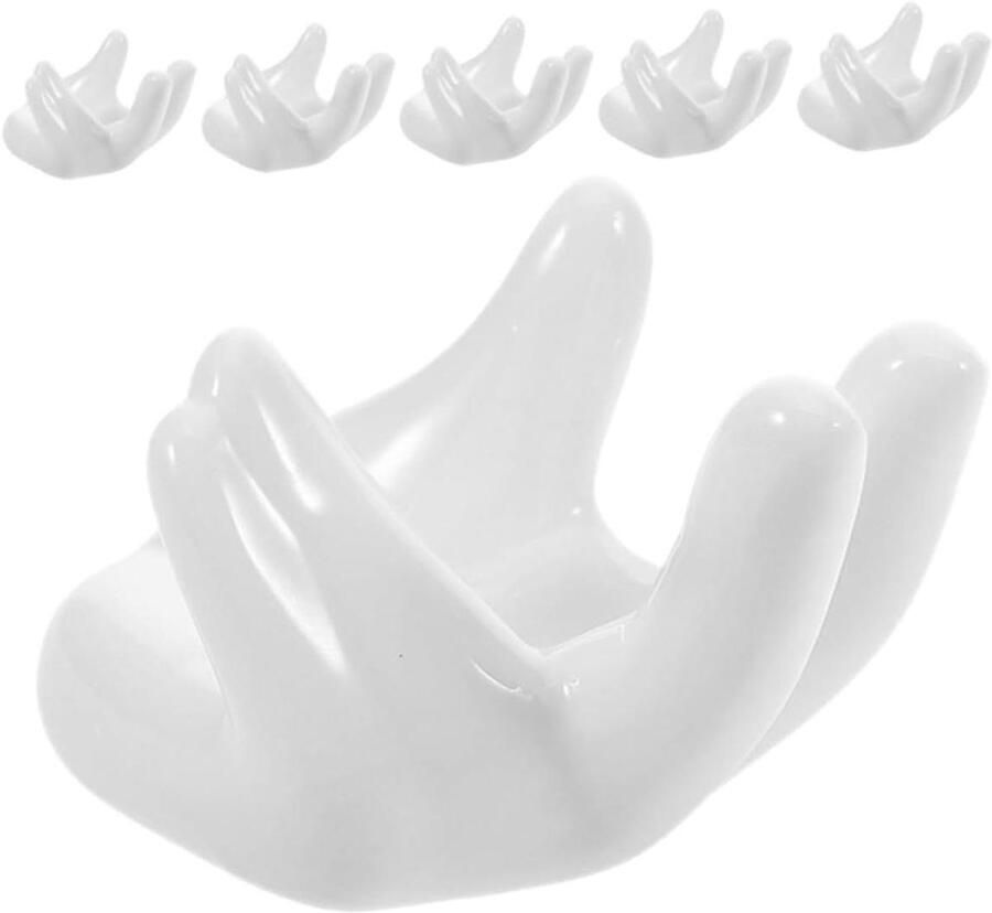 Eierhouders Handvorm Eierdopjes Keramiek Paasdecoratie Presenteren Set van 6 stuks 7.5 cm Wit