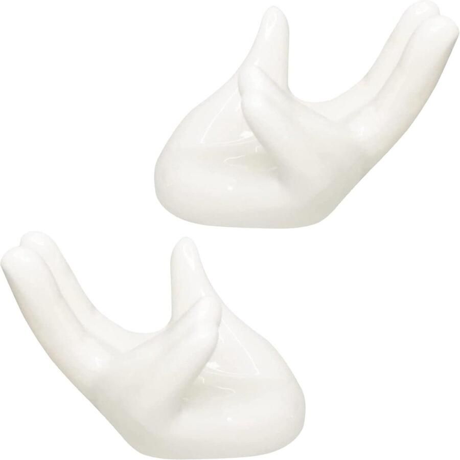 Eierhouders Handvorm Eierdopjes Set Ontbijt Tafeldecoratie Stabiele Keramiek Basis 2 Stuks Wit