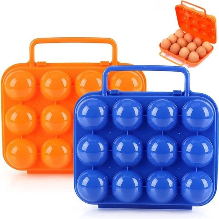 Eierhouders Kunststof Draagbare Opbergdoos Outdoor Activiteiten Handvat 24 Rasters 19 x 20 x 19 cm