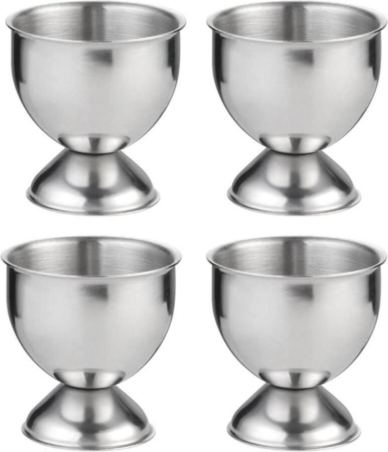 Eierhouders Set Eierbakjes Ontbijt serveren Stabiele brede basis 4 stuks Zilver