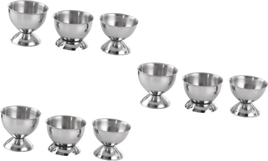 Eierhouders Set Eierdopjes Roestvrijstaal Eieren Presenteren Modern Design 9 Stuks Zilver