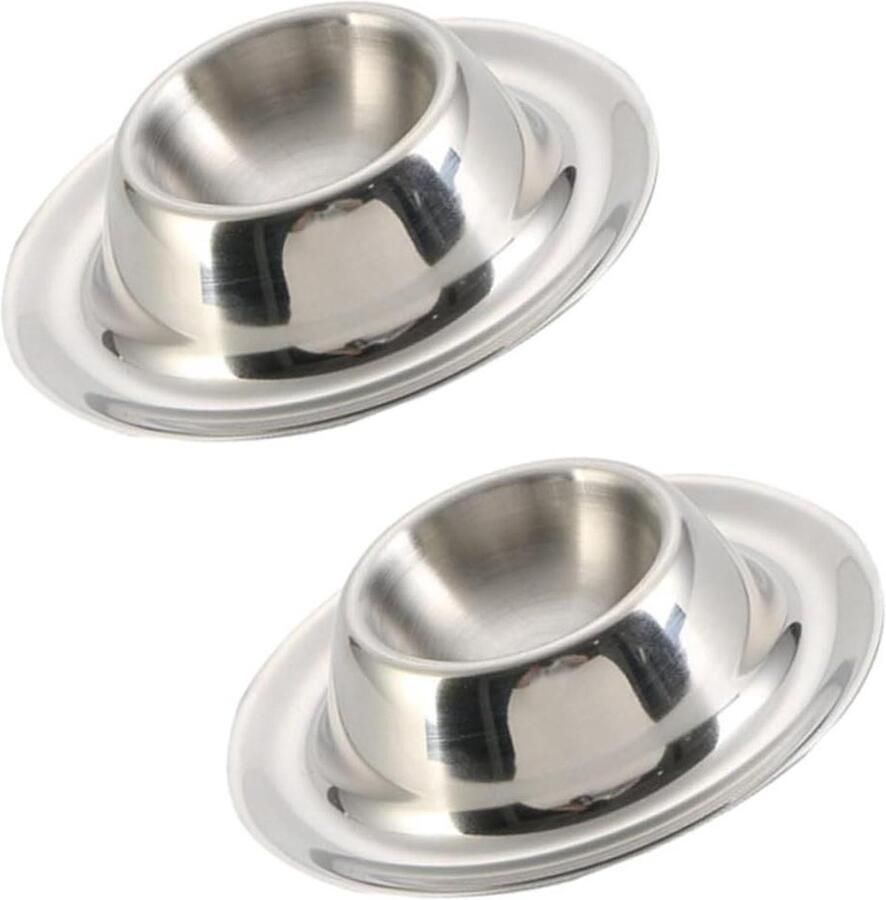 Eierhouders Set Eierdopjes RVS Ontbijt Serveren Stijlvol Modern Design 8.5 cm Zilver