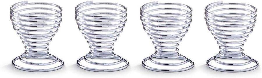 Eierhouders Set Metalen Bekers Ontbijt Serveren Hoogwaardig Metaal 4 Stuks Zilver