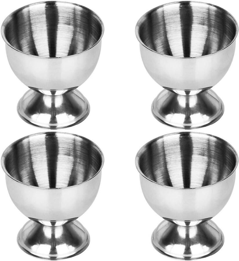 Eierhouders Zachte kopjes Ontbijt serveren Vaatwasserbestendig 4 stuks Zilver