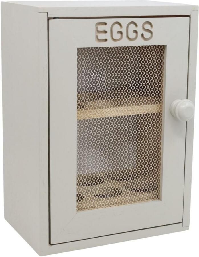 Eierkast Grijs Hout voor 12 Eieren Stijlvolle Keukenaccessoire