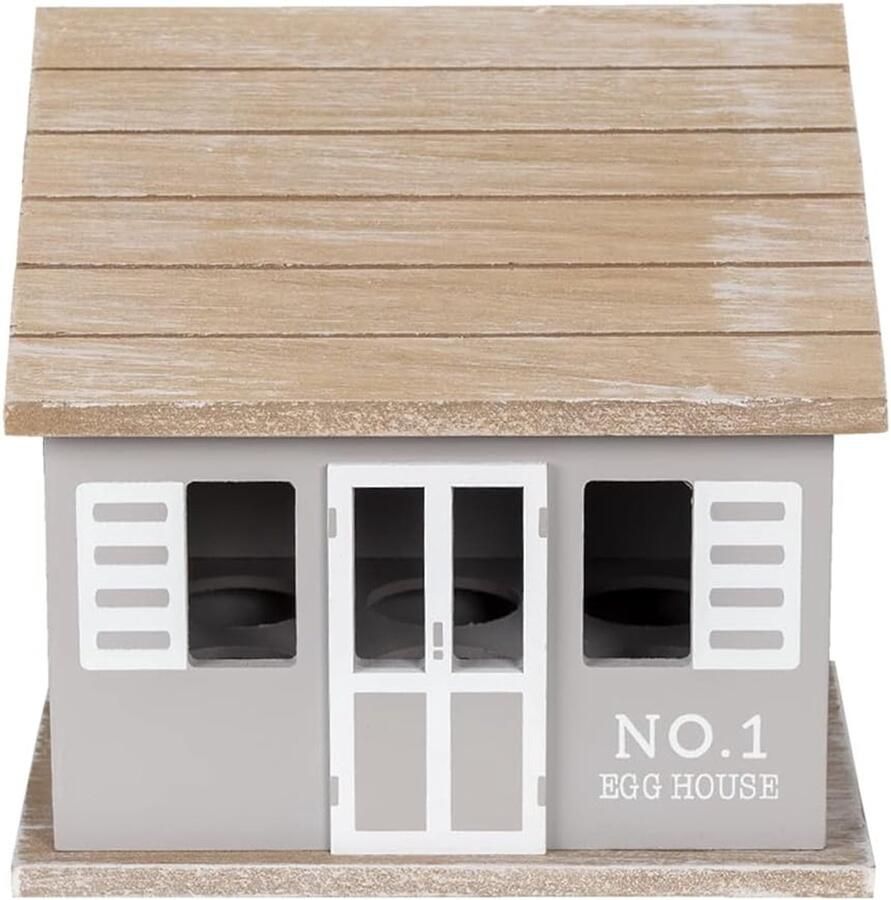 Eierkastje Huis Eierhouder Rek Keuken Opbergen Landelijke Stijl 20x14x18 cm Grijs Bruin