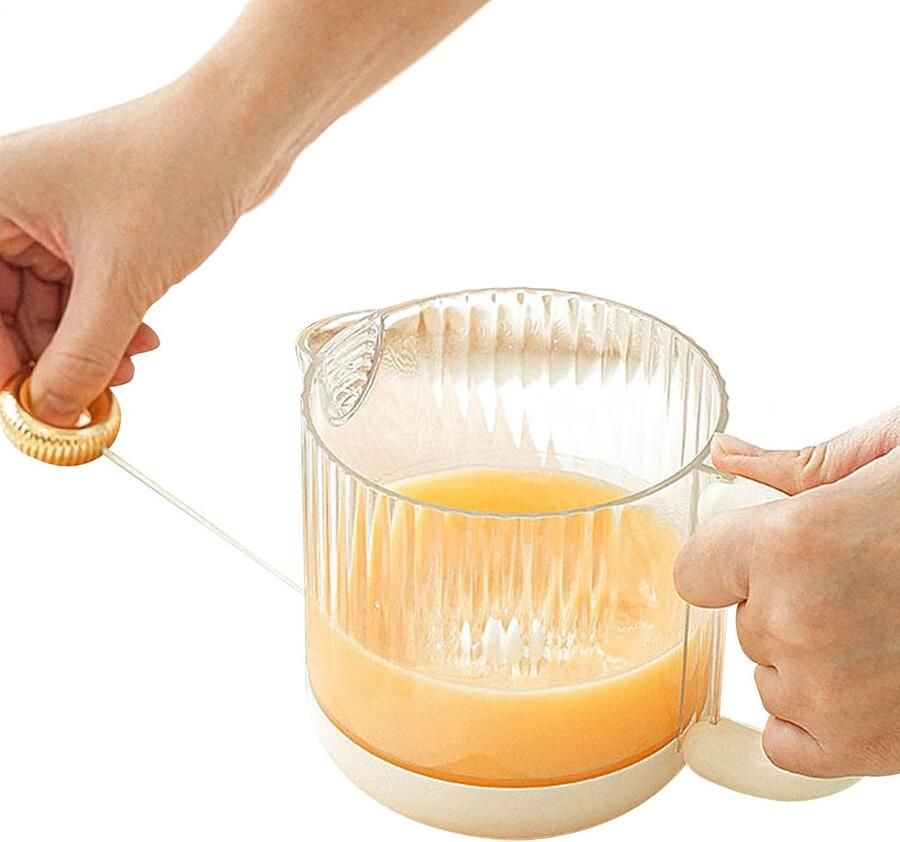 Eierklopbeker Handmixer Keuken Beslag Maken Geïntegreerd Zeefdeksel 500 ml Wit