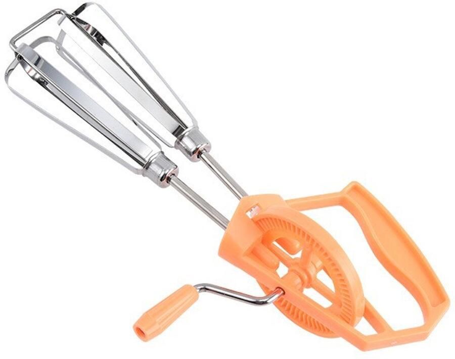 Eierklopper handmixer roestvrijstalen handgarde eierklopper handaangedreven keukengereedschap (oranje)
