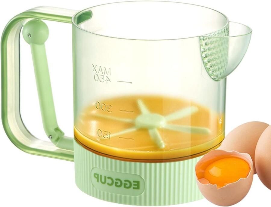 Eierklopper met Beker Semi-automatische Mixer Bakken en Koken Ergonomische Handgreep 18.5cm Hoog Groen