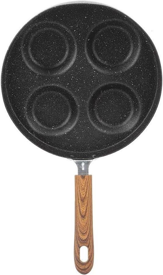 Eierkoekenpan 4-gaats Ontbijt maker Ontbijt Bereiden Antiaanbaklaag 24 cm diameter Zwart