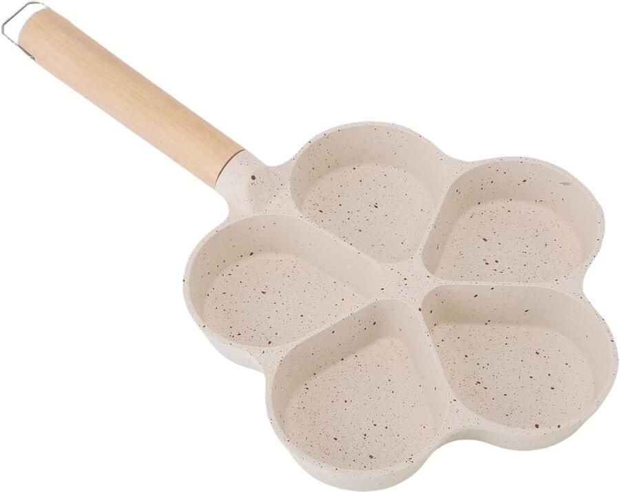 Eierkoekenpan Bloemvormig Ontbijtpan Koekenpan Ontbijt Bakken Antiaanbaklaag 4 Gaten Zwart