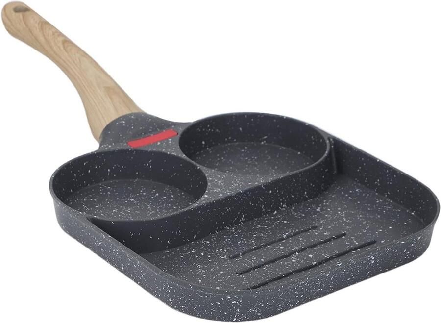 Eierkoekenpan met 3 gaten Omeletpan Pannenkoekpan Ontbijt Maken Hittegevoelige Siliconen 19 cm Zwart