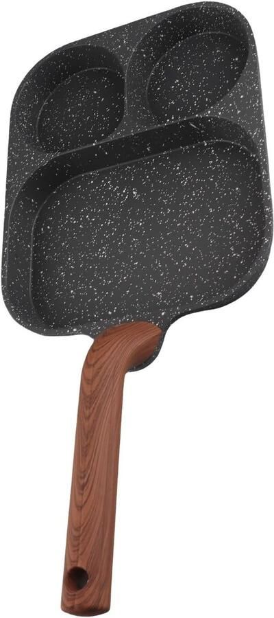 Eierkoekenpan met 3 vakken Ontbijtpan Gelijktijdig Koken Antiaanbaklaag 26 x 19 cm Zwart