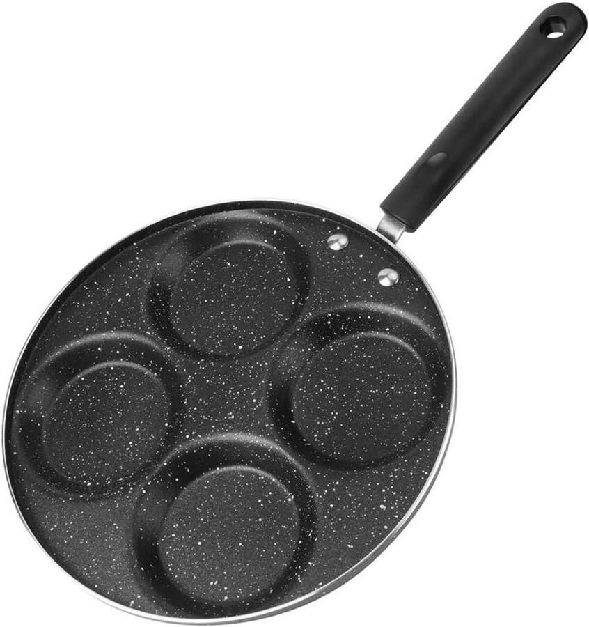 Eierkoekenpan met 4 Gaten Omeletpan Pannenkoekenpan Ontbijt Maken Antiaanbaklaag 4 Gaten Zwart