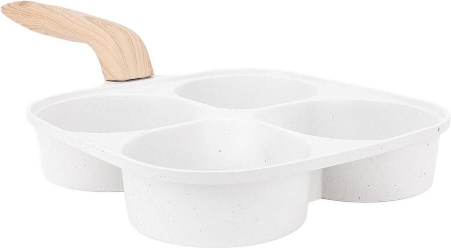 Eierkoekenpan met 4 Gaten Ontbijtkoekepan Pannenkoekenpan Ontbijt Maken Antiaanbaklaag Gelijkmatige Verwarming 4 Kopjes Zwart