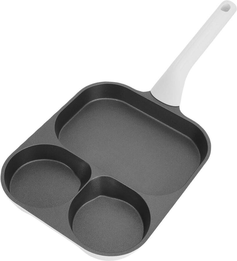Eierkoekenpan Omeletpan Ontbijtpan Ontbijt Bereiden 3-in-1 Kop Design 2.4 Liter Zwart