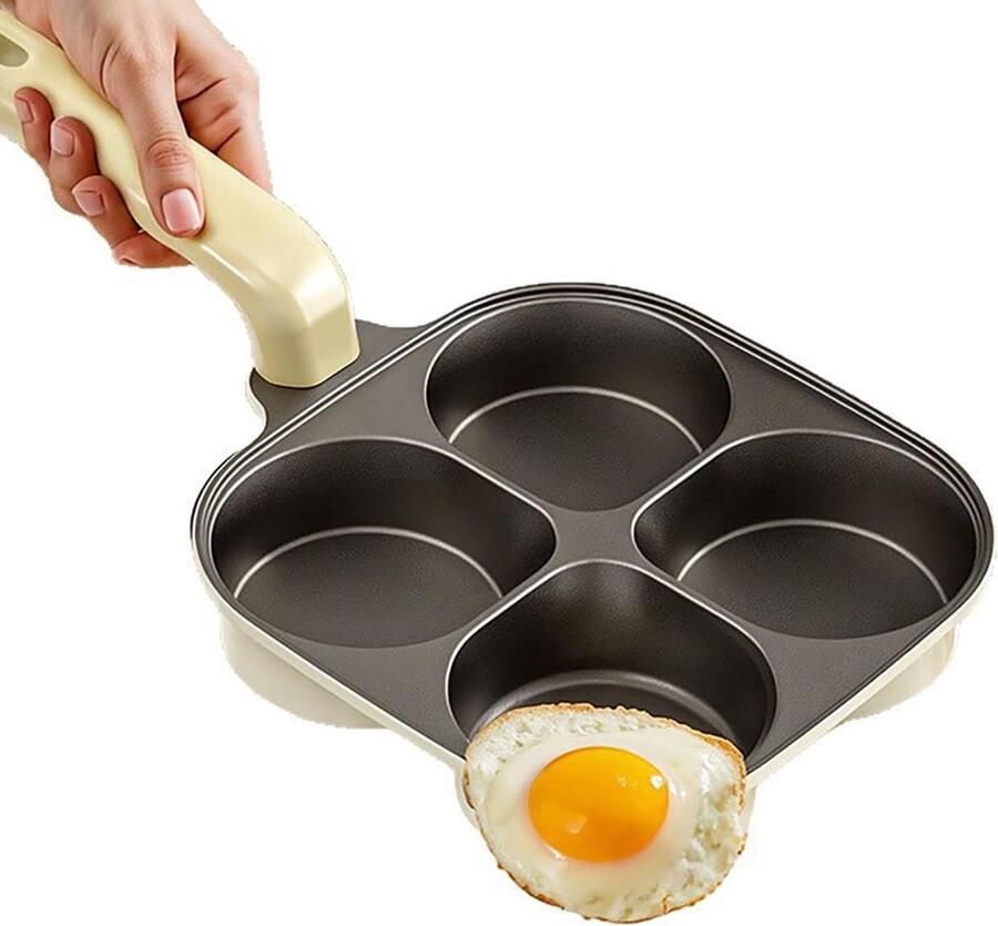 Eierkoekenpan Omeletpan Pannenkoekenpan Ontbijt Koken Universele Kookplaat Compatibiliteit 4-Cup Capaciteit Titanium