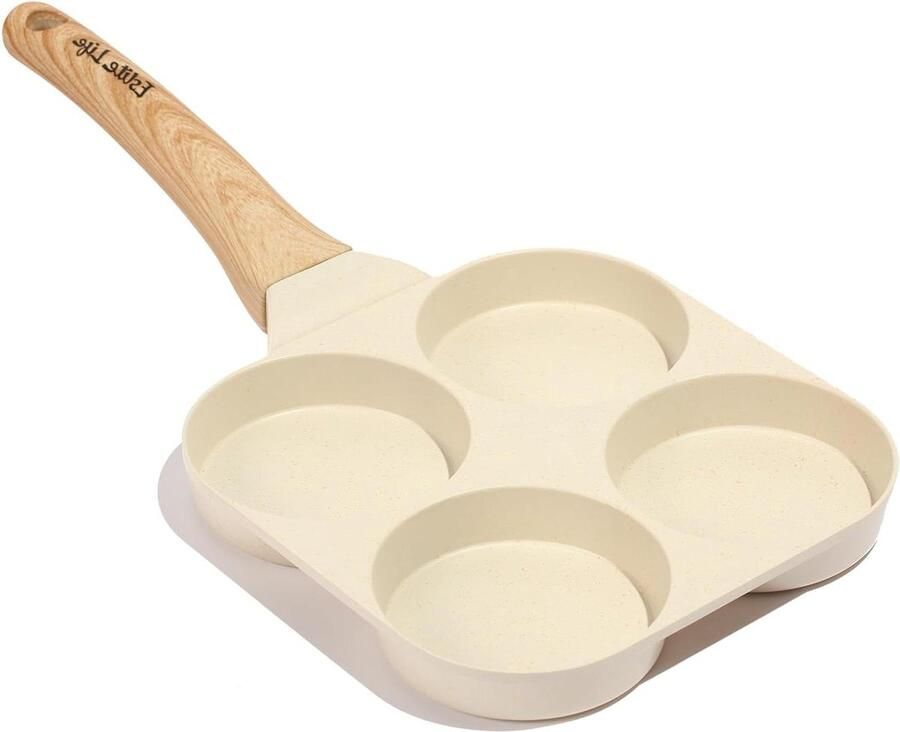 Eierkoekenpan Omeletpan Pannenkoekenpan Ontbijt Maken 4 Gaten Ontwerp 23 cm Beige