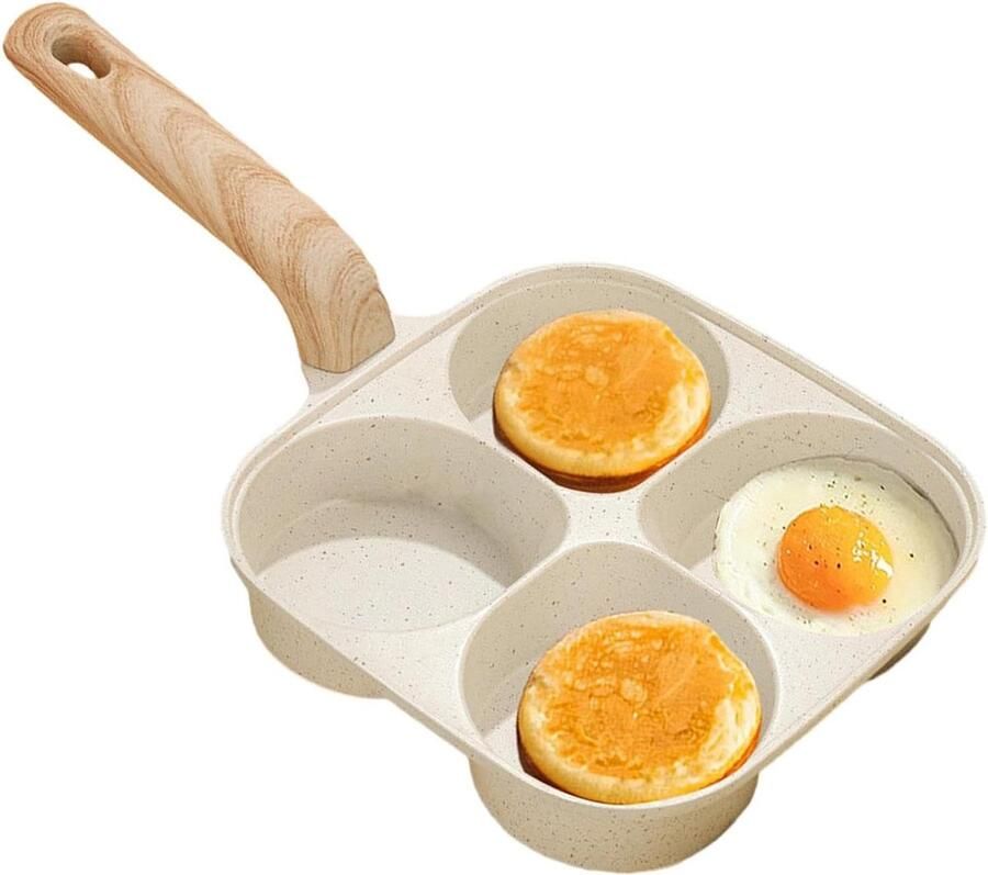 Eierkoekenpan Omeletpan Pannenkoekenpan Ontbijt Maken Vier Gaten 35x19 cm Zwart