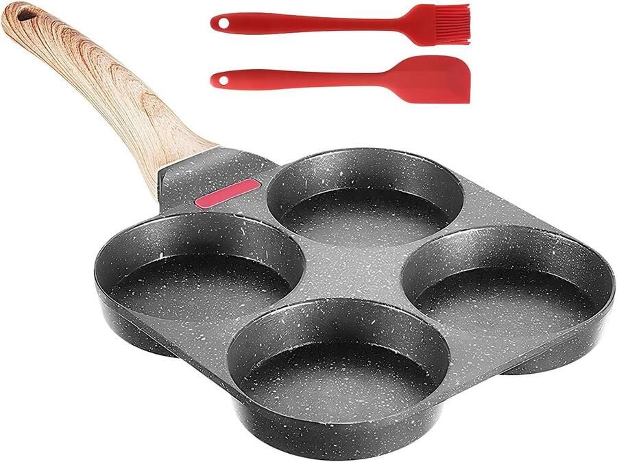 Eierkoekenpan Ontbijtpan Pannenkoekenpan Ontbijt Maken Antiaanbaklaag 18.5 x 38 cm Zwart