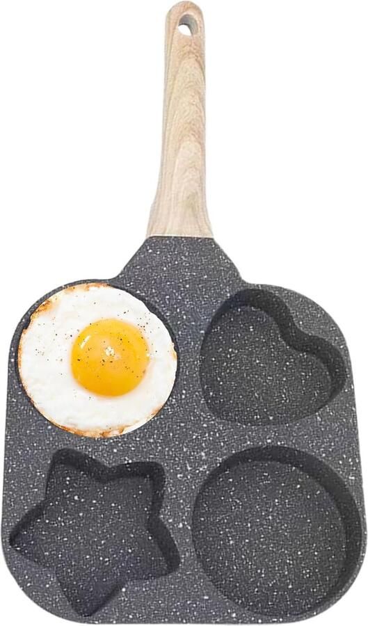 Eierkoekenpan Ontbijtpannen Ontbijt Maken Vier Vormen 18 cm Zwart
