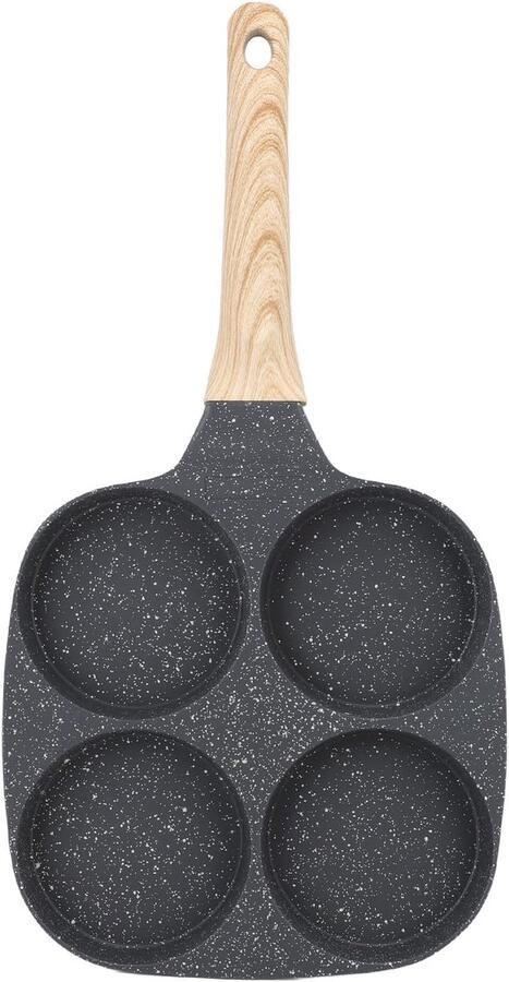 Eierkoekenpan Pannenkoekenpan Gezinsontbijt Vierkante kuipjes 19x18.5cm Zwart