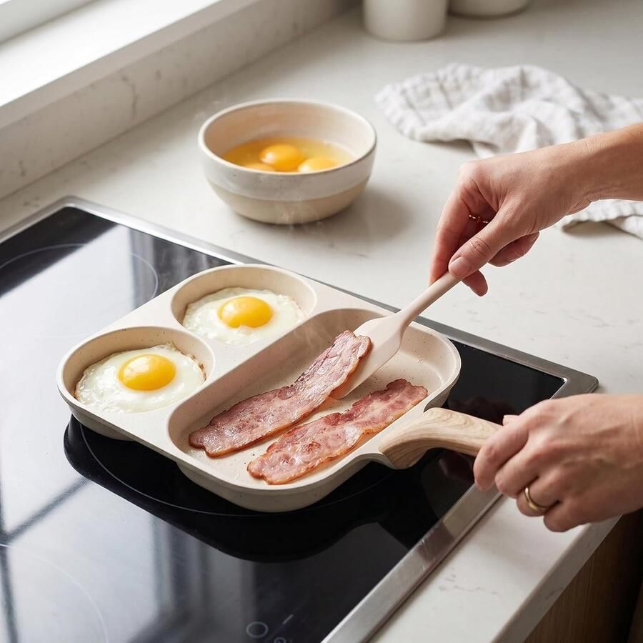 Eierkoekenpan Pannenkoekenpan Omeletpan Ontbijt Maken Anti-aanbak Laag 38x19cm Zwart