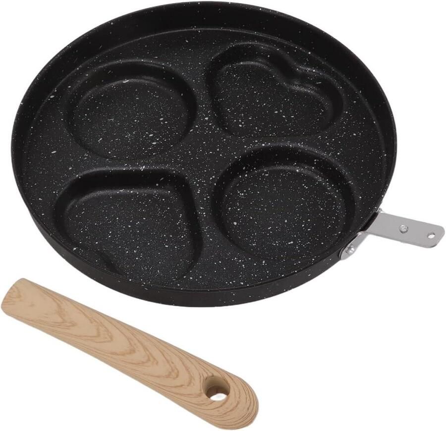 Eierkoekenpan Pannenkoekenpan Omeletpan Ontbijt Maken Vier Kops Compartimenten 40.8 cm Lengte Zwart