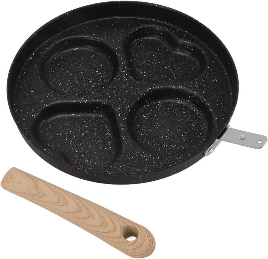 Eierkoekenpan Pannenkoekenpan Omeletpan Ontbijt Maken Vier Kops Indeling 40.8x24.6cm Zwart