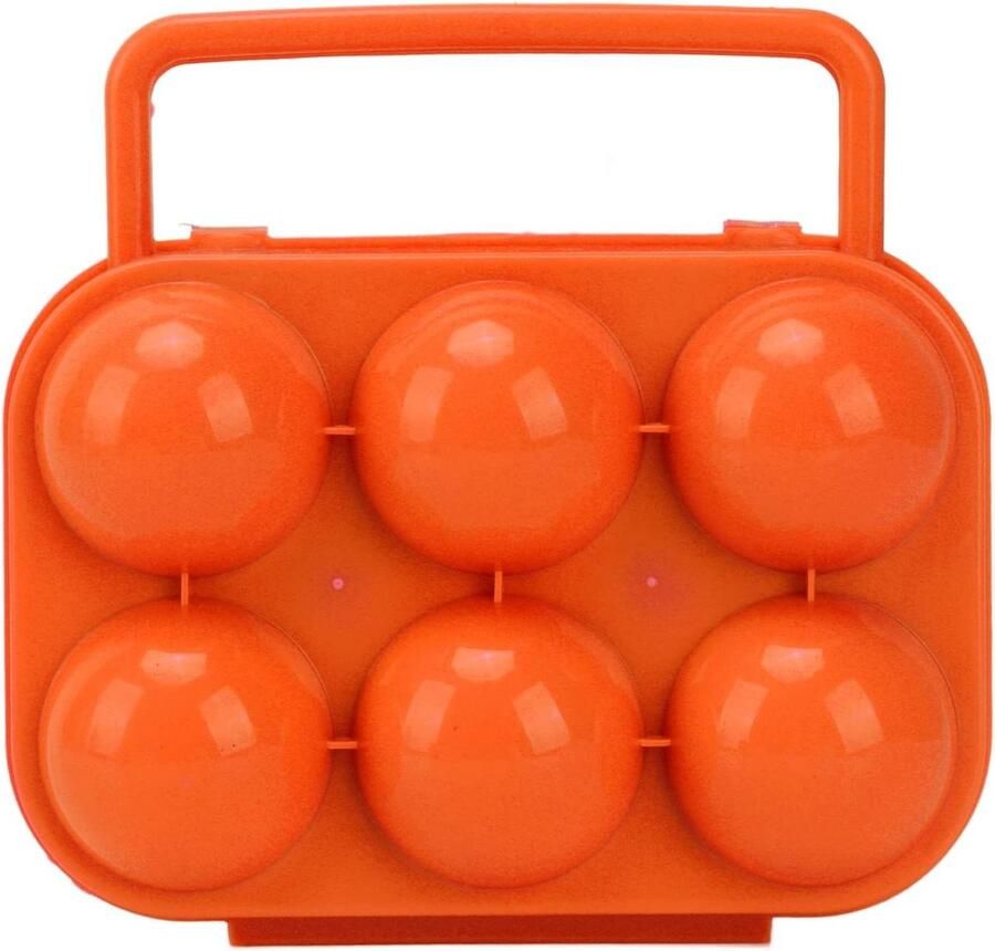 Eierkoffer 6 Roosters Eierdoos Houder Picknick Kamperen Onbreekbaar Ontwerp 19 x 17 x 7 cm Oranje