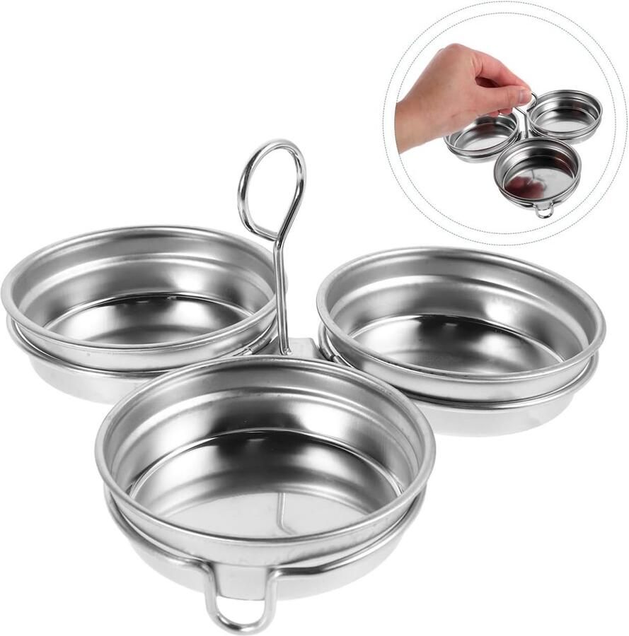 Eierkoker 3 eieren Eierstoompan eipocheerders Eiervorm keukengereedschap eipocheerder pan Geschikt voor hard en middelhard gekookte eieren Zilver