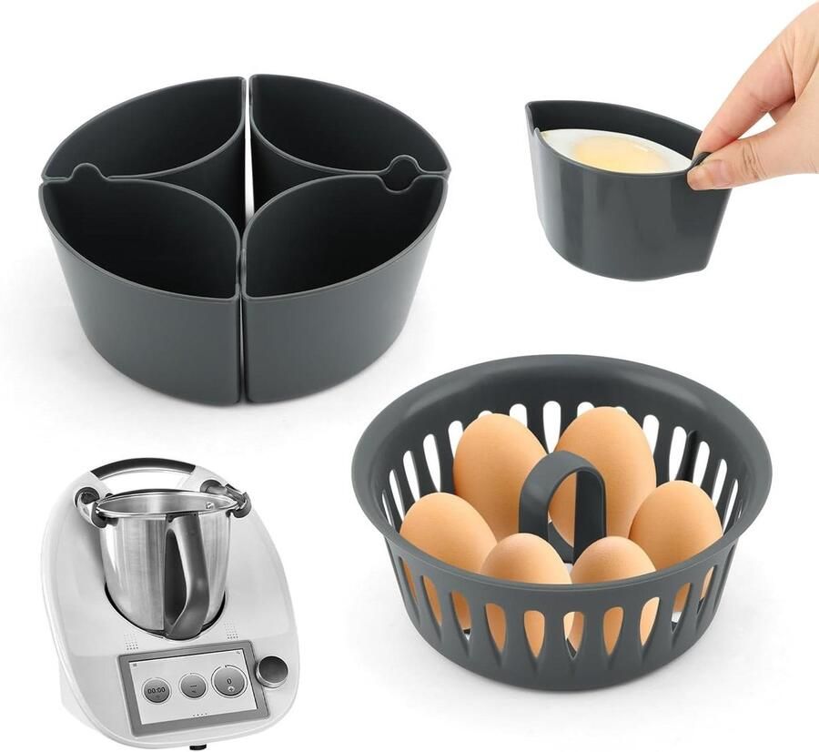 Eierkoker Accessoire Eierhouder Pocheerapparaat Keukenmachine Gebruik 2-in-1 Functie 4 en 6 Eieren Zwart