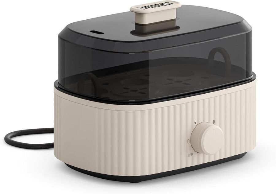 Eierkoker Capaciteit 6 Eieren 300W Maatbeker voor Zacht Middel Hard Automatische Uitschakeling BPA-vrij Stoomdeksel Verwijderbare Tray Makkelijk Schoon 262047