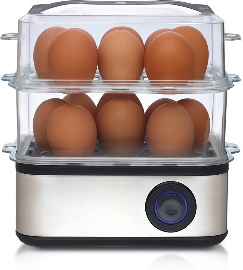 Eierkoker Ei Koker Eierkokers Eierkoker Elektrisch Slimme eierkoker Multifunctionele Eierkoker voor Lade Gepocheerde Eieren 500 W Zwart Roestvrij Staal Kerstcadeau Kerstversiering Pasen