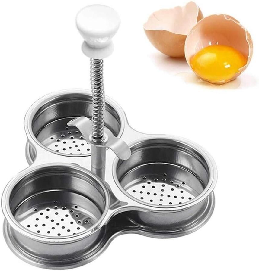 Eierkoker Eierhouder Ontbijt Maken Snel Koken 3 Eieren Zilver