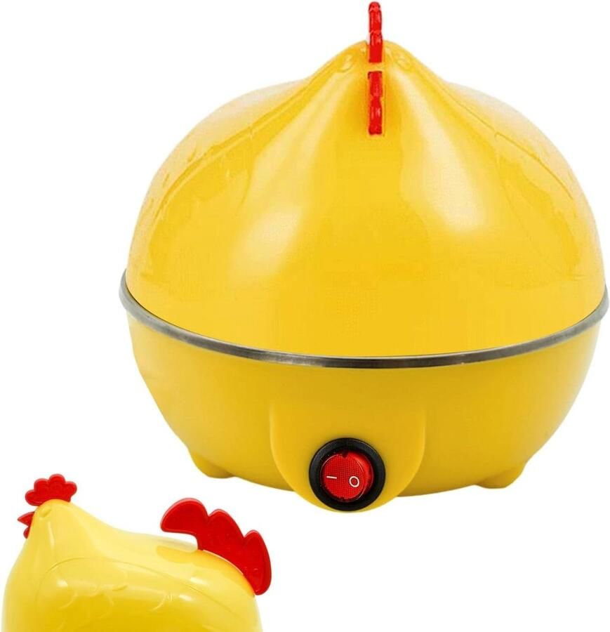 Eierkoker Eiermachine Ontbijt Maken Schattig Kip Ontwerp 7 Eieren Wit Geel