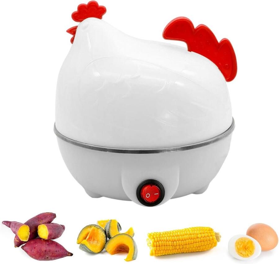 Eierkoker electrisch eierkoker 7 eieren Vorm van een kuiken Elektrische eierkoker Kan hardgekookte zachtgekookte en zachtgekookte eieren koken automatische uitschakeling mini-ontbijtapparaat keukenhulpmiddel（Wit）