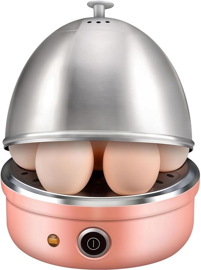 Eierkoker electrisch Elektrische Eierkoker Roestvrij Staal Automatische Uitschakeling Zacht Medium Stevig Stomen Eieren Groenten Dumplings 7 Eieren Capaciteit Kerstcadeau Kerstversiering Roze