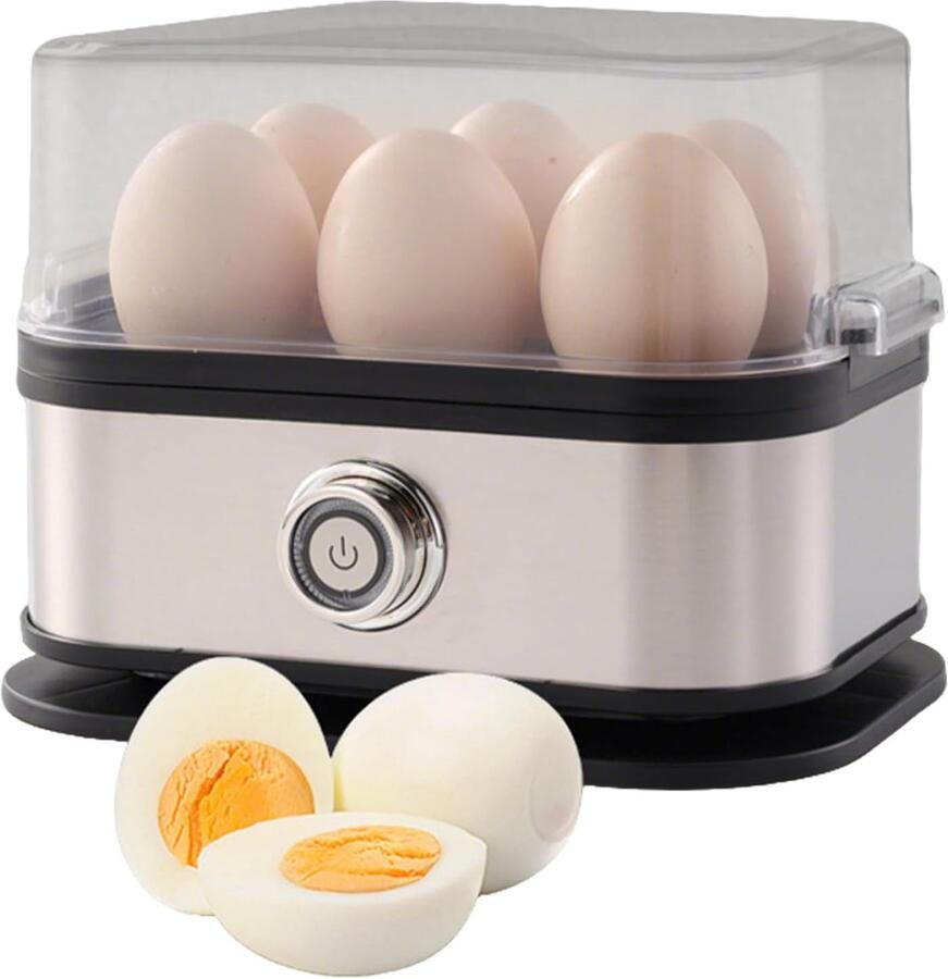 Eierkoker Elektrisch -Gestoomde Eierkoker Roestvrijstaal Verstelbare Timer 6 Sleuven Grote Eierkoker Keukenaccessoire Perfect voor Hardgekookte Eieren Omelet Sandwich Keuken Reizen Kamperen- Kerstcadeau -Kerstversiering