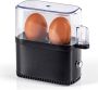 Eierkoker voor 2 eieren energiebesparend eenvoudige bediening perfect ontbijteieren maatbeker en eierprikker compact design BPA-vrij zwart - Thumbnail 1